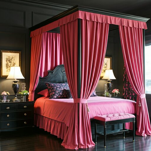 Romantic Black and Pink Bedroom Decor Ideas